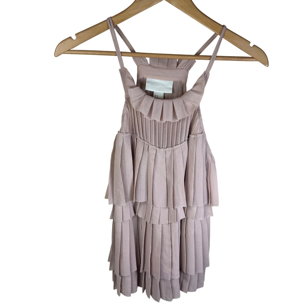 H&M Conscious Exclusive‎ Pleated Tiered Ruffle Halter Tank Blouse Size 6 Career